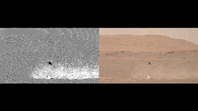 火星ヘリコプターが舞い上げた塵が画像処理で浮かび上がった