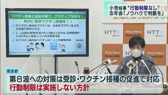 忘年会も「個人で判断を」 東京都の第8波対策「行動制限せず」と小池知事が強調