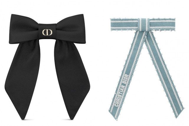 ディオール「CD」煌めく“大きなリボン”バレッタ、刺繍リボンの ディオール「CD」煌めく“大きなリボン”バレッタ、刺繍リボンの