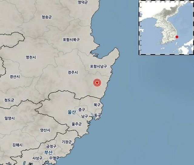 韓国南東部の慶州でＭ４．０の地震