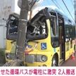 乗客を乗せた循環バスが電柱に激突