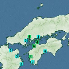 広島県南西部など　震度4を観測