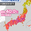 静岡40℃ 全国の猛暑日地点数も最多