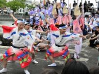 夏まで待てない　徳島の4大学が阿波踊りで競演　観衆盛り上がる