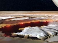 木星の衛星イオの溶岩湖の空撮再現映像