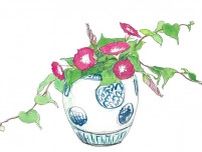 【7月4日の花】アサガオ  陶器の鉢に入れて日本の夏を満喫