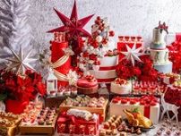 コンラッド東京のクリスマススイーツビュッフェ、赤と白が映えるサンタムースやケーキ