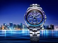 カシオ「オシアナス マンタ」新作腕時計、サファイアガラスで“都会の夜の光を浴びた海面”を表現