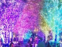 東京ミッドタウン日比谷“カラフルな光”に包まれるイルミネーション2023、7本のクリスマスツリーも
