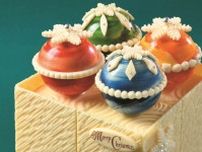 京王百貨店23年クリスマスケーキ、オーナメントのプティガトーを乗せたボックス型ケーキ＆熊型ケーキ