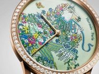 エルメス腕時計「スリム ドゥ エルメス」限定モデル、“花のマントを纏う馬”を描いた文字盤