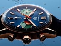 タグ・ホイヤー24年“海着想”の腕時計「カレラ スキッパー」ブルーダイヤル×ローズゴールド製ケースで