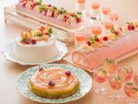 “桃”が主役のデザートブッフェが横浜ベイホテル東急で、果肉入り桃色ロールケーキやグラススイーツ