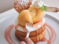 カフェ＆ブックス ビブリオテーク「岡山白桃」を丸ごと使った限定パンケーキやレアチーズケーキ