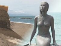 “消えた砂浜”…海開きに間に合うか！？約4000トンの砂で復元へ！海水浴場のシンボル“人魚像”も仮設【新潟発】