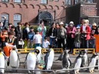 西胆振行楽日和　連休初日から人出　登別、ペンギン行列に歓声
