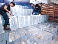 厳しい暑さ、氷出荷ピーク　金沢・近江町市場の組合