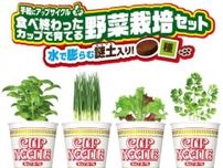 日清、「カップヌードル」のカップを再利用する野菜栽培セット発売　「謎土」入り