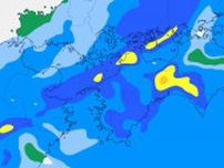 【大雨情報】高知県では１３日未明にかけ局地的に非常に激しい雨が降る見込み　低い土地の浸水・河川の増水に十分注意を（１３日午前６時までの雨雲シミュレーション）