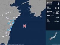 宮崎県で最大震度3の地震　高知県宿毛市で震度１　震源は日向灘　津波の心配なし