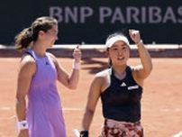 穂積絵莉組、第1シードに金星　全仏テニス女子ダブルス1回戦