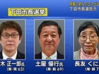 静岡県下田市の市長選挙告示　現職と新人２人による三つどもえの選挙戦に