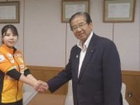 静岡ジェード河村水稀代表が開幕戦を前に富士宮市役所を訪問  新シーズンの意気込みを語る