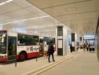 広島駅南口に新たなバス乗り場　駅ビル工事に伴い、暫定利用始まる