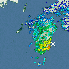 宮崎県日南市で震度６弱、津波情報あり