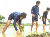 小学生が田植えを体験して地域の文化を学ぶ　ため池群が世界農業遺産に認定　大分・国東市