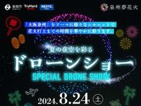 500機のドローンを夜空に放つスペシャルショー　泉州夢花火打ち上げ前に見られるアート作品の数々