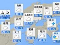 【きょう4/30(火) 広島天気】1日雲が多め　ところどころで弱い雨も