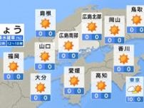 【きょう5/14(火) 広島天気】カラッとした晴天　各地で25℃を超えて汗ばむ陽気に