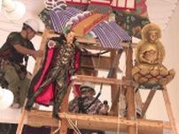 博多祇園山笠開幕前に飾り山笠の飾り付けが本格化　中洲流の見送りは能登出身の天才絵師・長谷川等伯を題材に