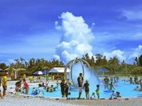 プールに“涼”求め　久米島、史上最高35.4度　厳しい暑さ続く　沖縄