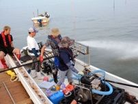 ノリ漁場改善へ海底耕うん　佐賀県沖の有明海、新手法も