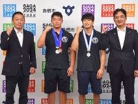 鳥栖工業高2選手、アジア選手権出場報告　レスリングの吉田、松原選手　市長訪問
