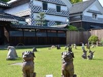 表情豊か 備前焼の狛犬９０対展示　倉敷、浜松さん神社取材し制作