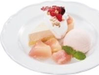 ジョリーパスタ“白桃スイーツ”2品登場、「ごろっと白桃とレアチーズケーキ」「ピッツァ･白桃&ジェラート」4月25日発売