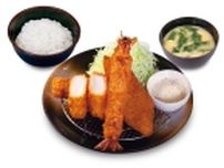 とんかつ「松のや」有頭大海老･白身魚･イカの3種フライ「海鮮盛合せ定食」発売、特製香草入りタルタルソース付き、フライ単品も