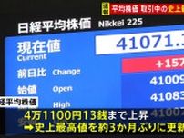 【速報】日経平均株価が取引時間中の史上最高値を更新