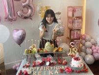 【市川團十郎】　麗禾ちゃん　13歳の誕生日を祝福　「父頑張るの巻。」　ピンクのバルーンで飾りつけ
