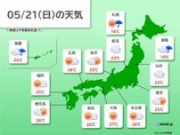きょう21日　西〜東日本は晴れて真夏日予想も　北日本は雨　夜は北海道で黄砂飛来