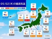 2日の天気　北海道〜九州は広く晴れ　沖縄は局地的に激しい雨　朝と日中との寒暖差大