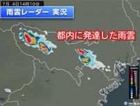 東京都内で発達した雨雲発生中　都心も通り雨に注意