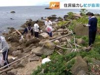 地区のシンボル「虻が島」住民らが船で渡って清掃活動 被災した今年も協力して 富山・氷見