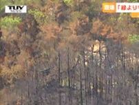 山火事から約1か月・現場をヘリでリポート「森林の再生にはまだ時間がかかりそう」南陽市の山は燃え焦げて茶色の部分が目立つ（山形・南陽市）