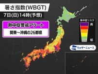関東以西の26都県に熱中症警戒アラート　今日7日(日)対象
