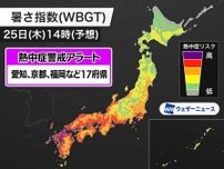 京都や福岡など17府県に熱中症警戒アラート　今日25日(木)対象