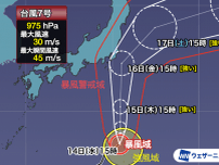 台風7号　16日(金)に関東接近　暴風・大雨への備えは明日までに